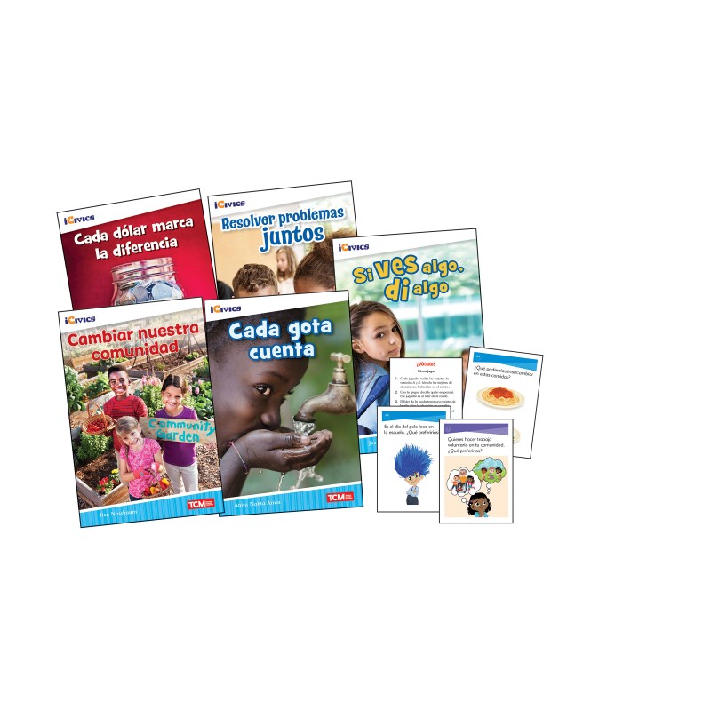 iCivics Spanish Grade 2: Community & Social Awareness 5-Book Set + Game Cards