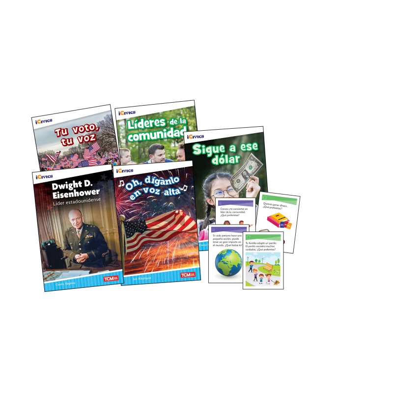 iCivics Spanish Grade 2: Leadership & Responsibility 5-Book Set + Game Cards