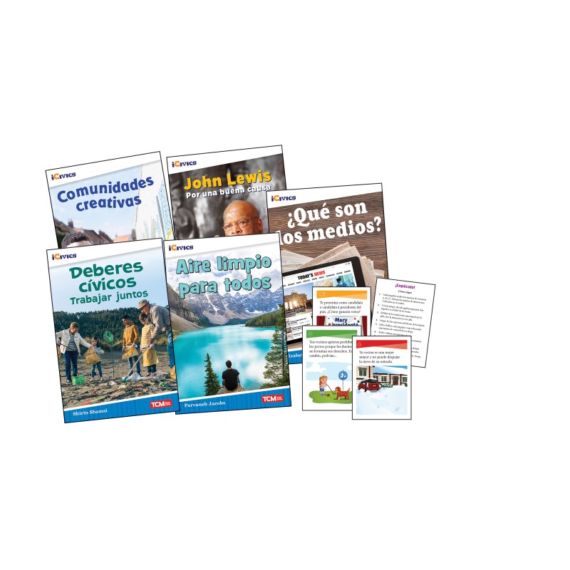 iCivics Spanish Grade 3: Community & Social Awareness 5-Book Set + Game Cards